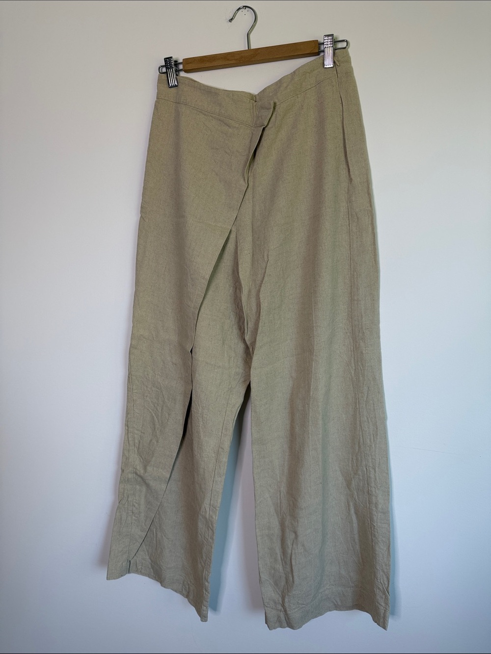Zara Beige Wide-Leg Linen Pants